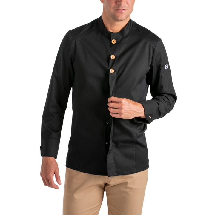 Black Hospitality Jacket Wooden Button