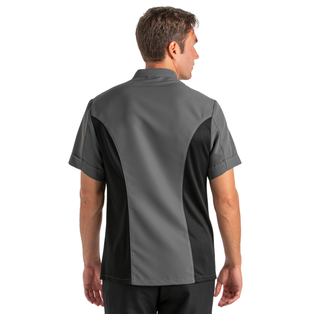 Short Sleeve Gray Microfiber Kitchen Jacket