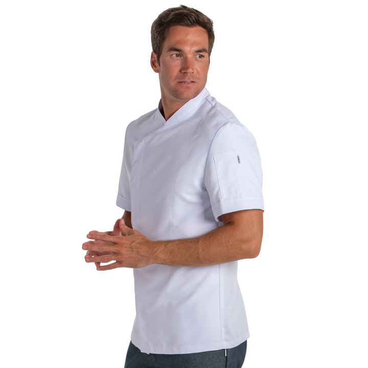 Short Sleeve White Microfiber Chef Jacket