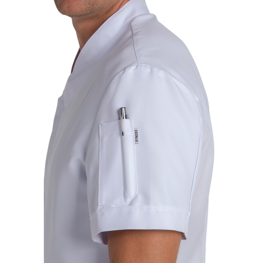 Short Sleeve White Microfiber Chef Jacket