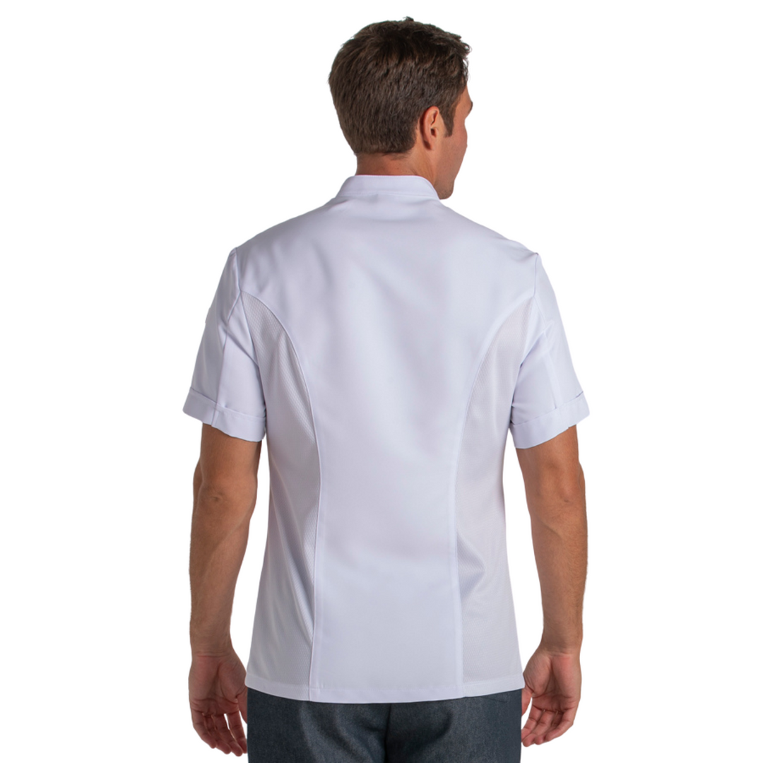 Short Sleeve White Microfiber Chef Jacket