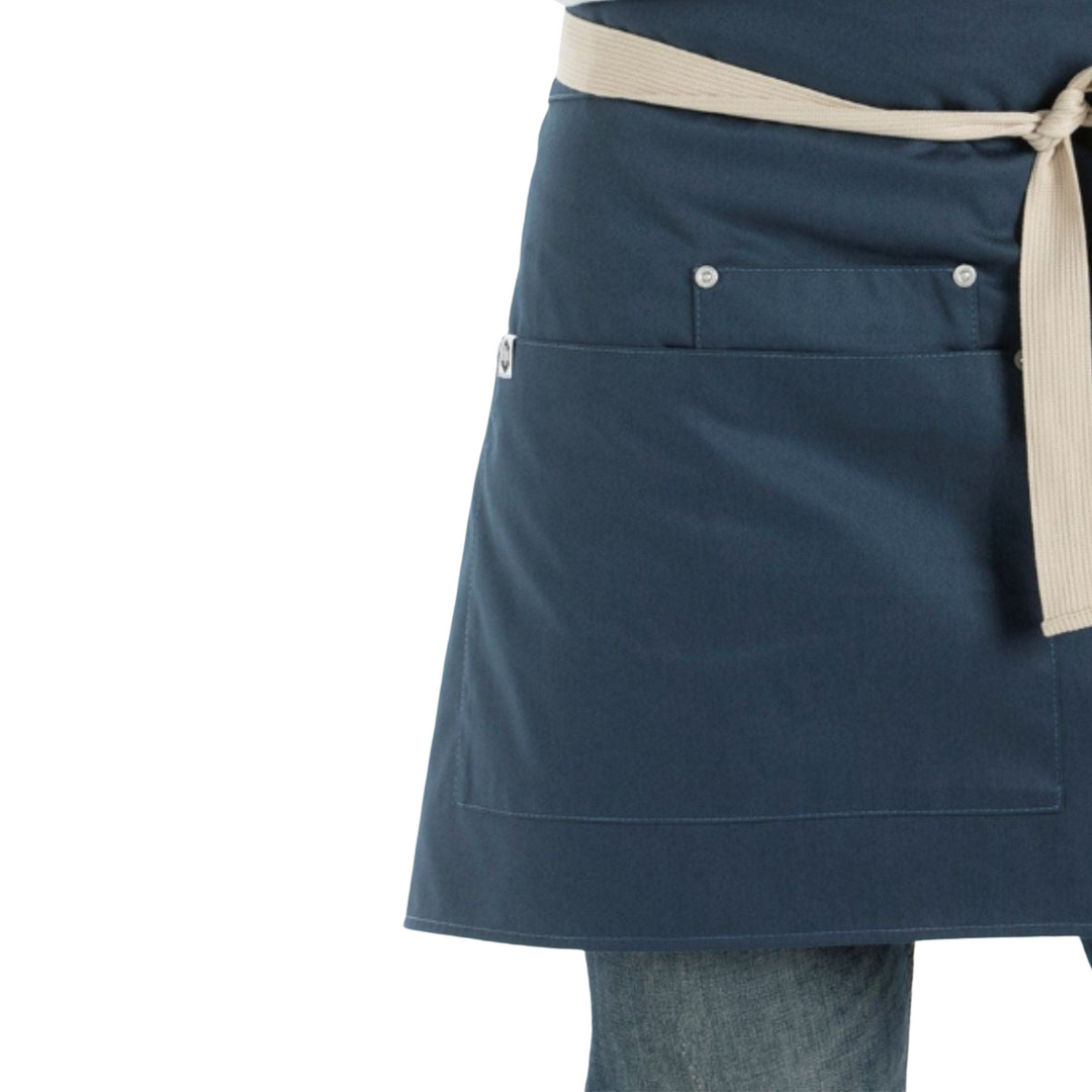 Short Apron Blue Pockets