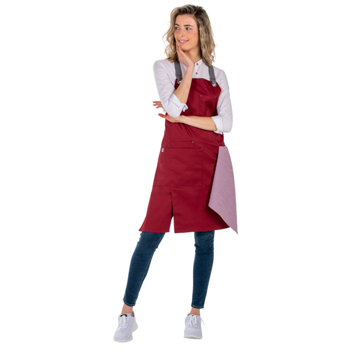 Burgundy Bib Apron