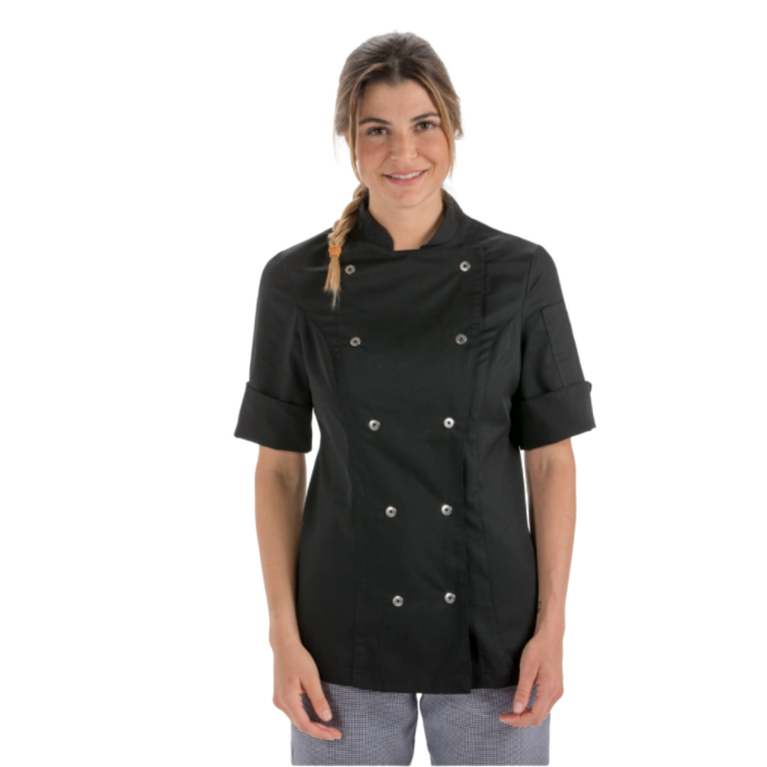 3/4 Sleeve Black Chef Coat - Pink Ant SL