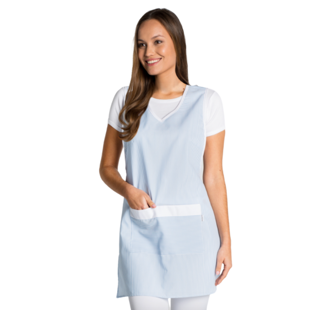 Light blue striped stole for hotel housekeeping staff