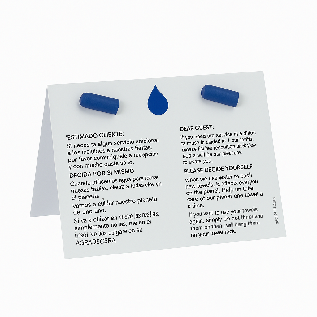 Panneau réutilisable en PVC pour les serviettes d'hôtel.