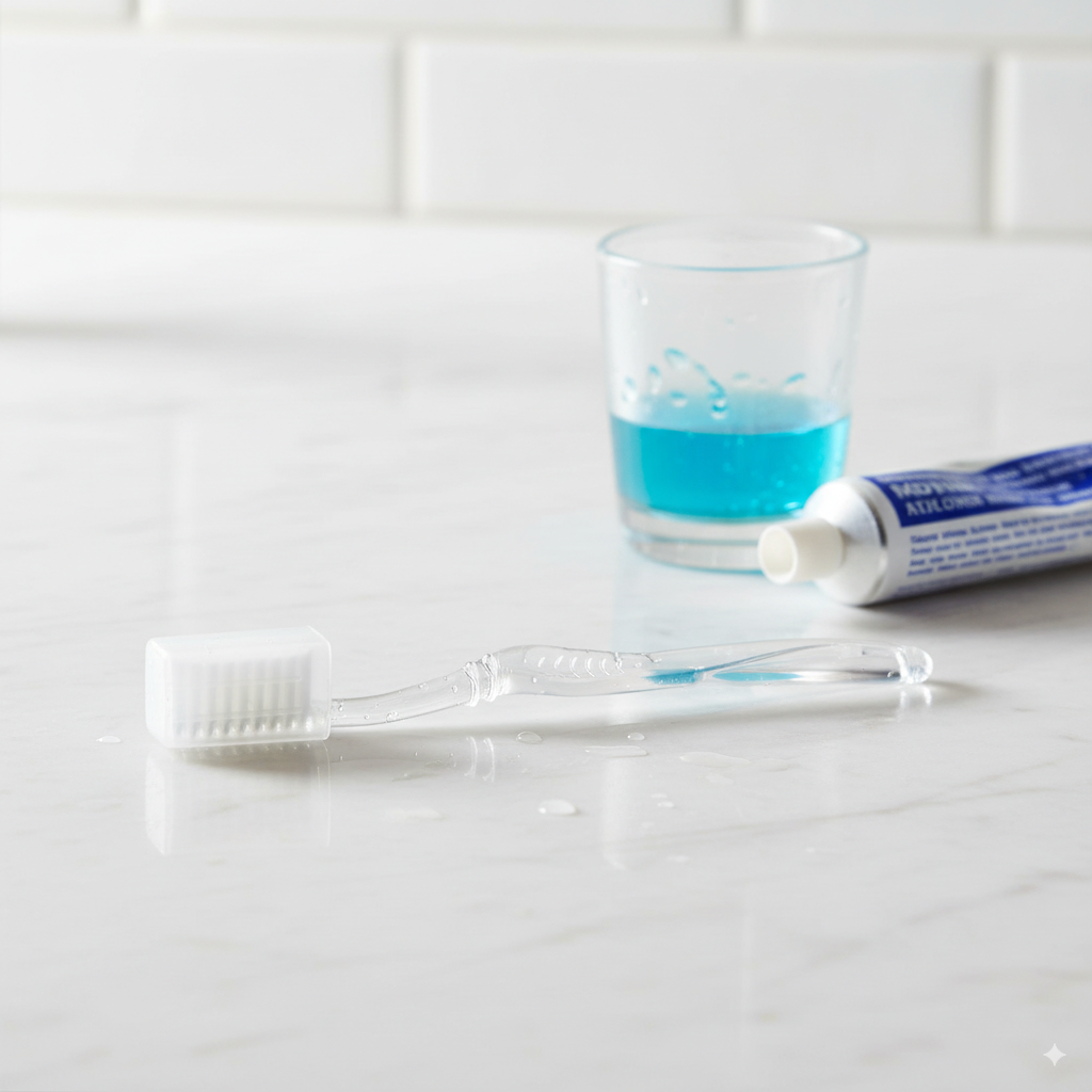 Brosse à dents jetable avec capuchon, disponible en vrac.