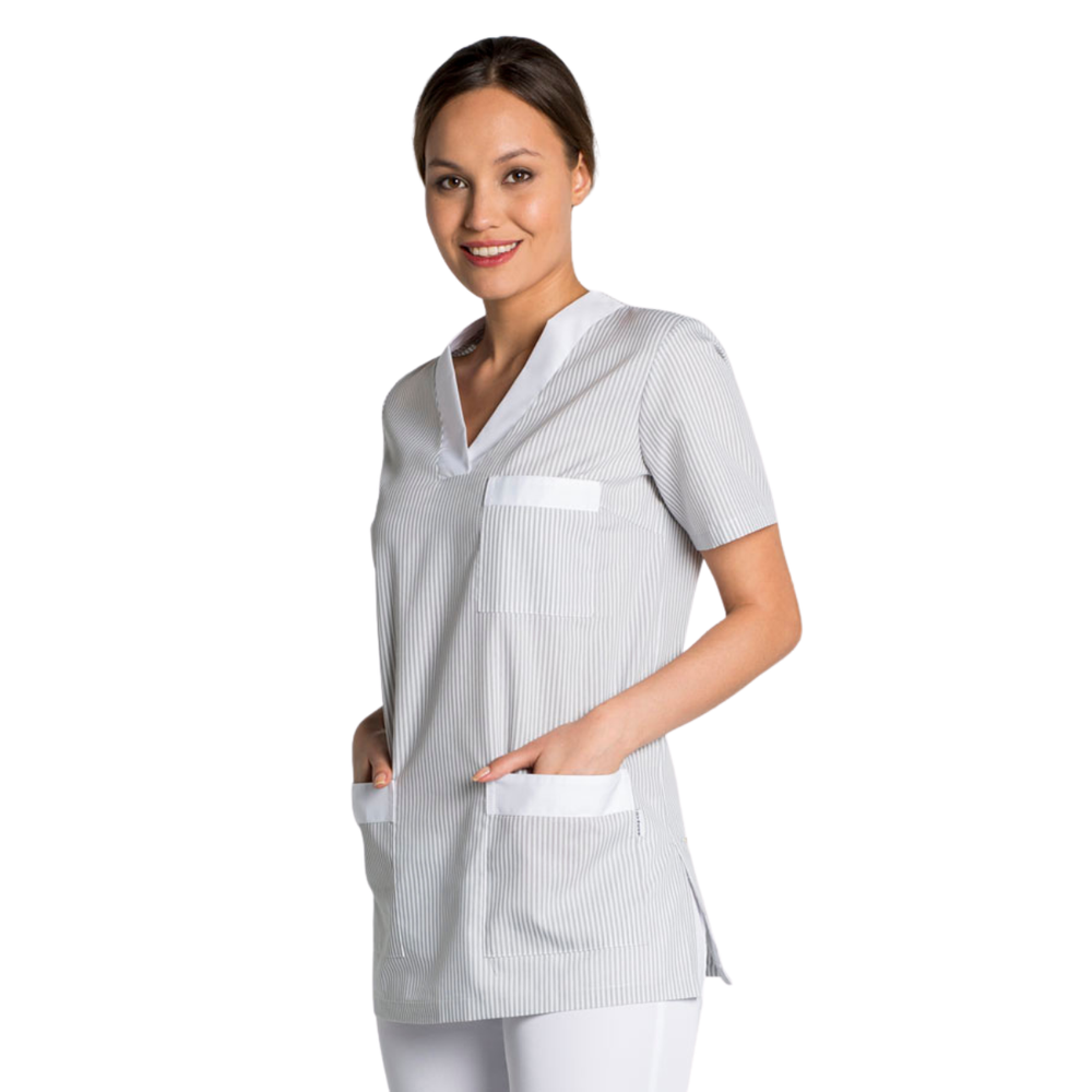 Uniforme gris à manches courtes pour le personnel de nettoyage