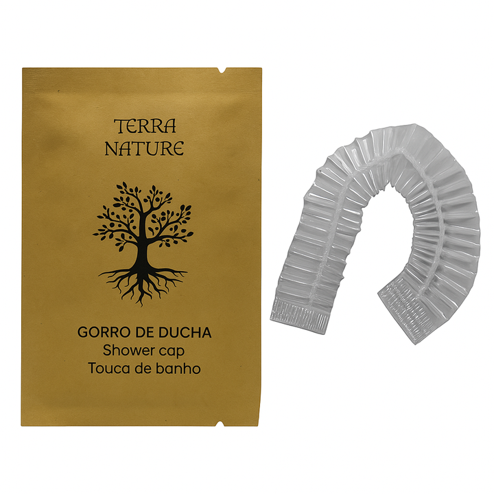 Terra Nature Kraft shower cap wholesale, respectueux de l'environnement et recyclable.