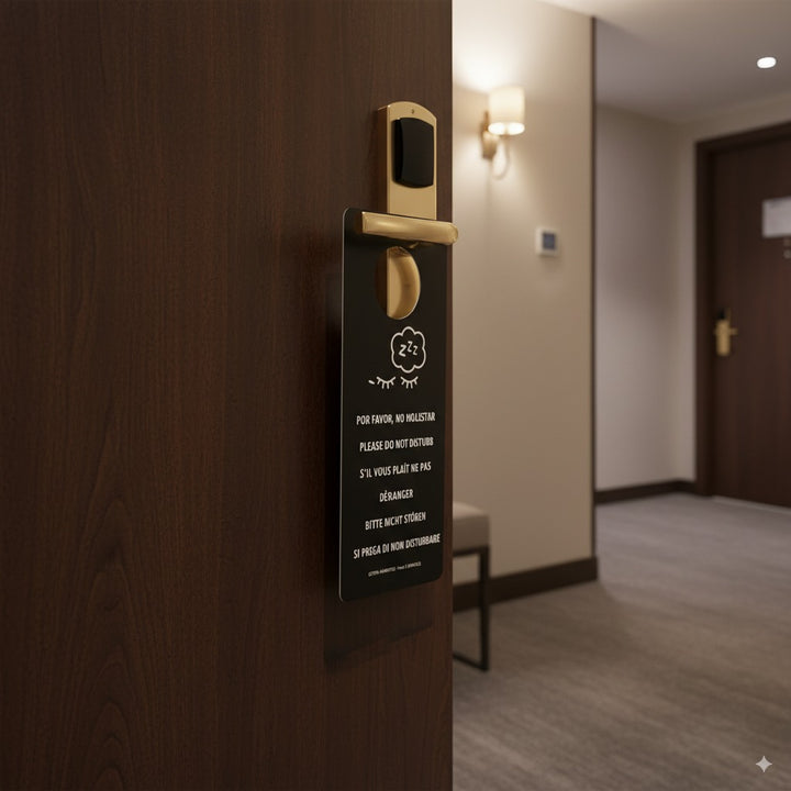 Panneau réversible noir et blanc "Ne pas déranger" pour les portes de chambres