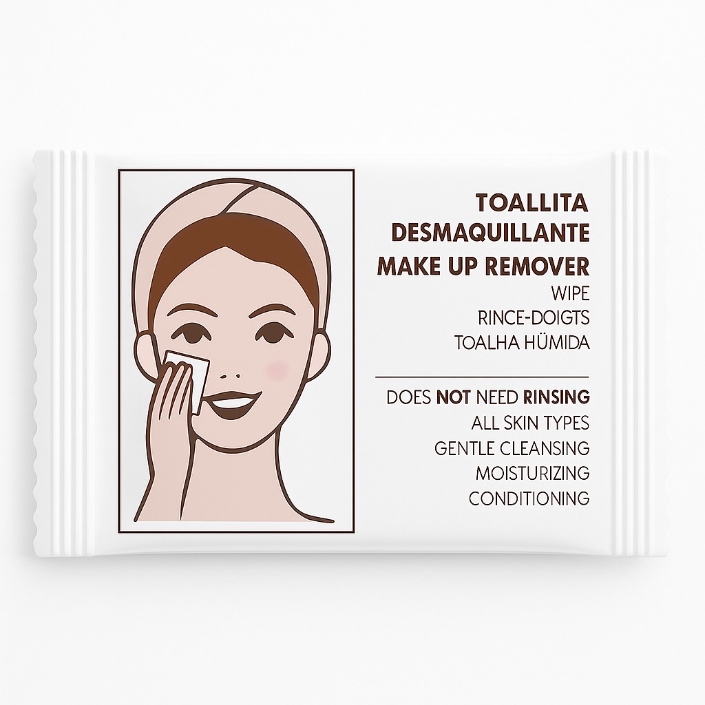 Lingettes démaquillantes neutres en emballage individuel pour les hôtels