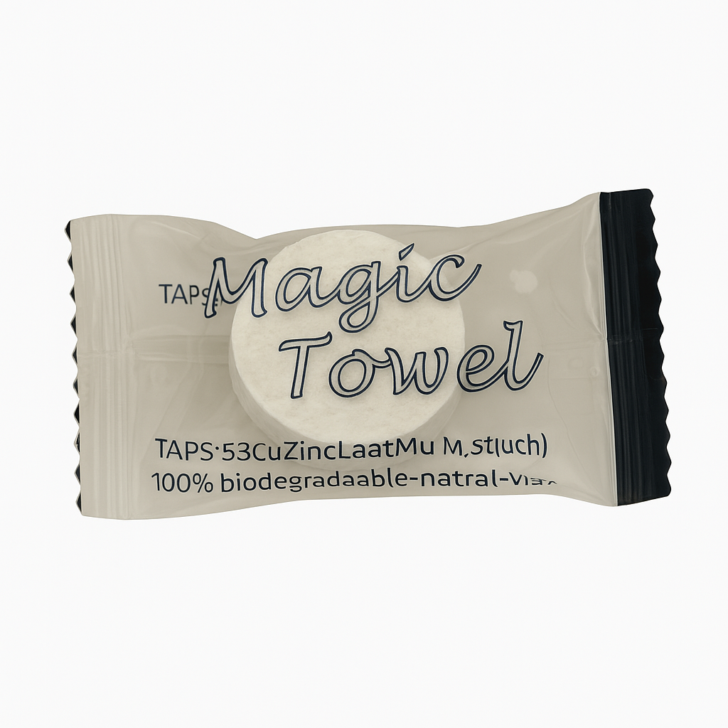 Lingettes blanches compactes pour l'hôtellerie et la restauration.