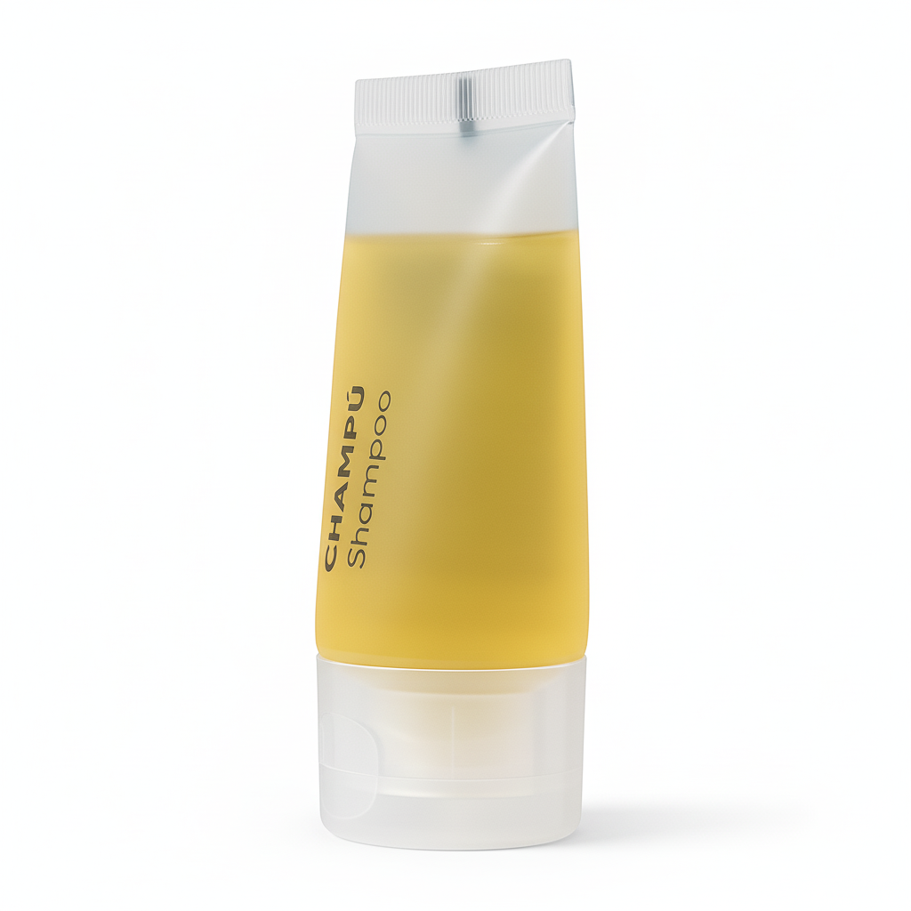 Tube de shampoing pour hôtels et appartements touristiques.