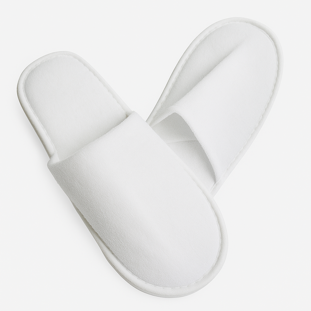 Pantoufles d'hôtel de luxe en coton blanc en gros, taille unique