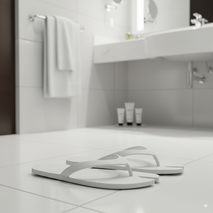 Tongs blanches style spa pantoufles d'hôtel