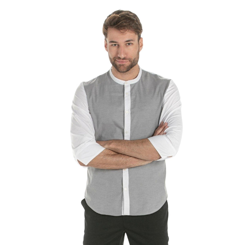 Chemise Homme Manches 3/4 Gris Combiné - Pink Ant SL