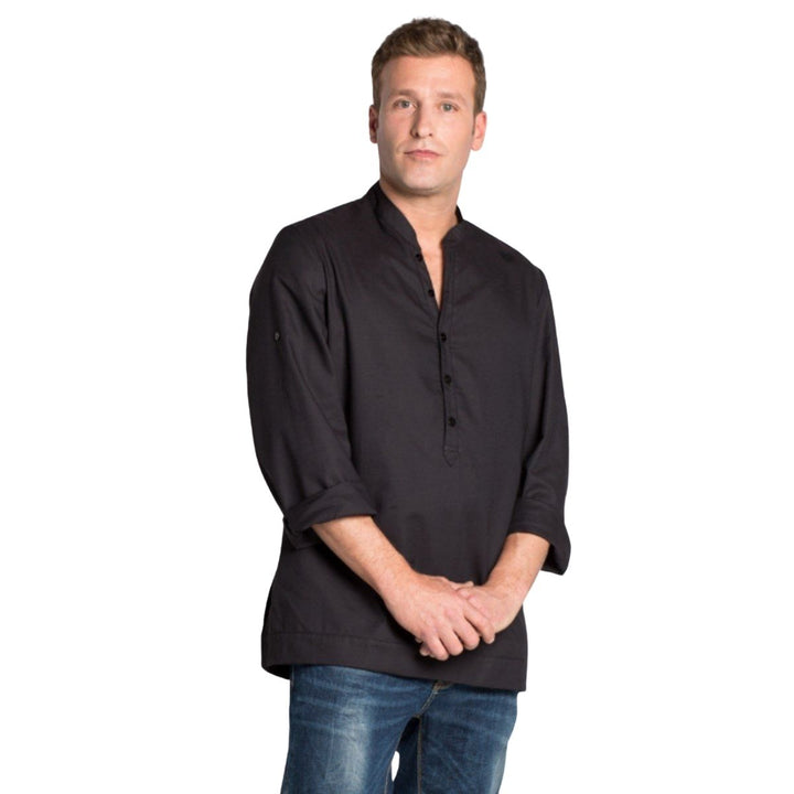 Chemise professionnelle pour serveur avec boutons jusqu'à mi-longueur