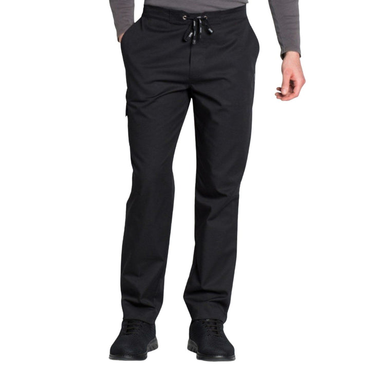 Pantalon noir tendance pour hommes avec genoux cousus pour serveurs et serveuses.