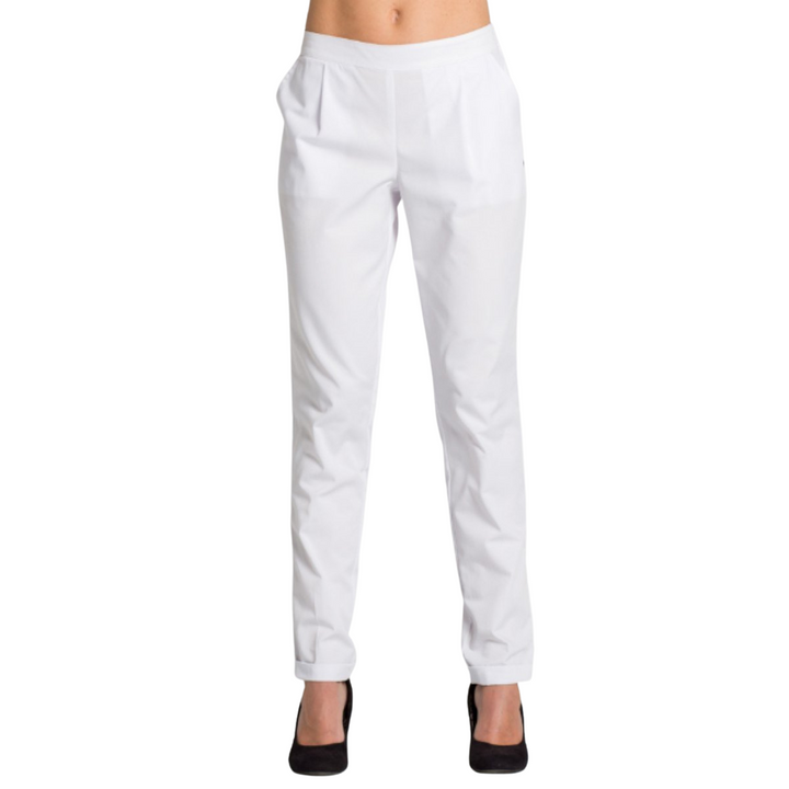 Pantalons pour femmes pantalon de serveuse blanc à ourlets avec poches latérales