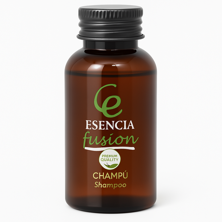 Flacone di shampoo caramello da 40 ml per hotel con tappo a vite.