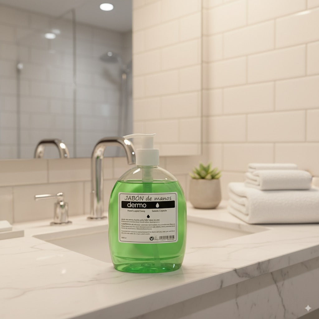 Sapone per hotel in flacone dispenser da 400 ml, pratico ed elegante per bagni e aree comuni.