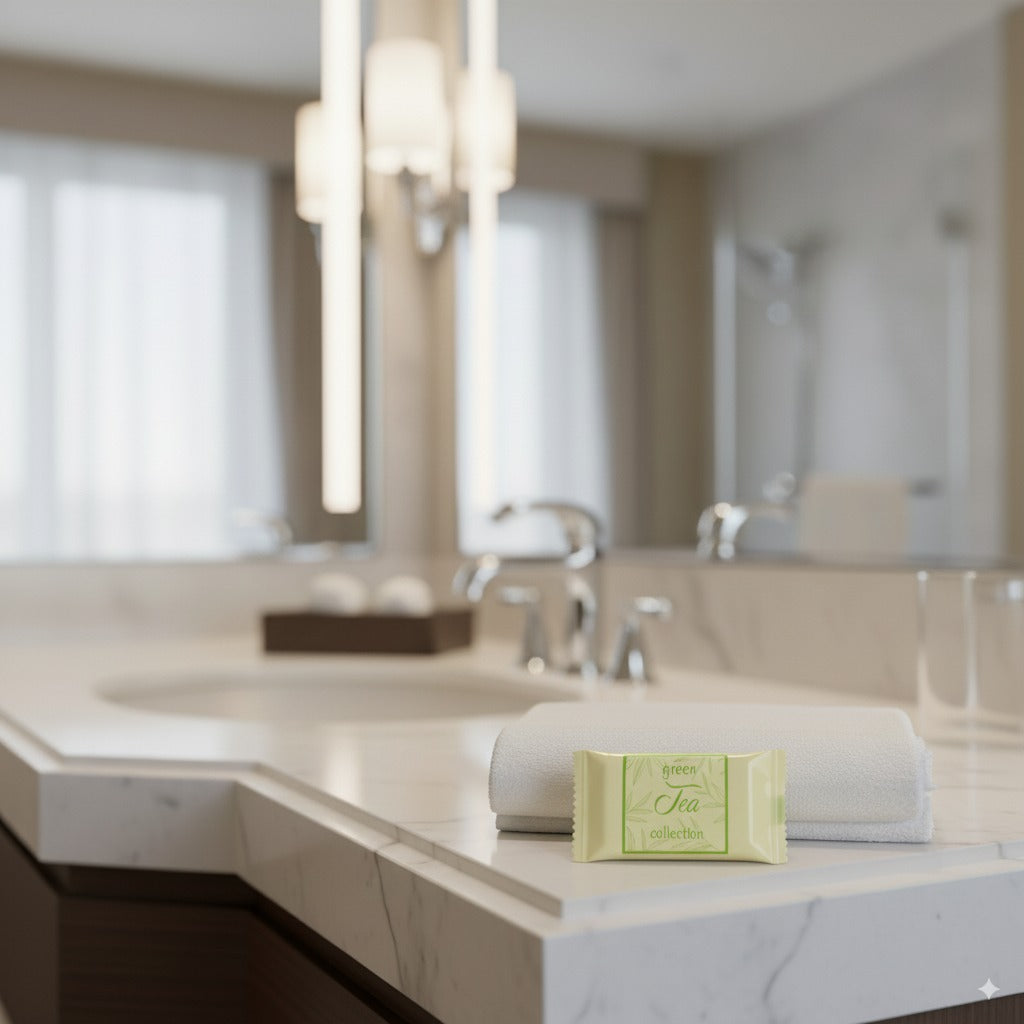 Jabones para hotel colección green, ideal para apartamentos turísticos y hoteles.