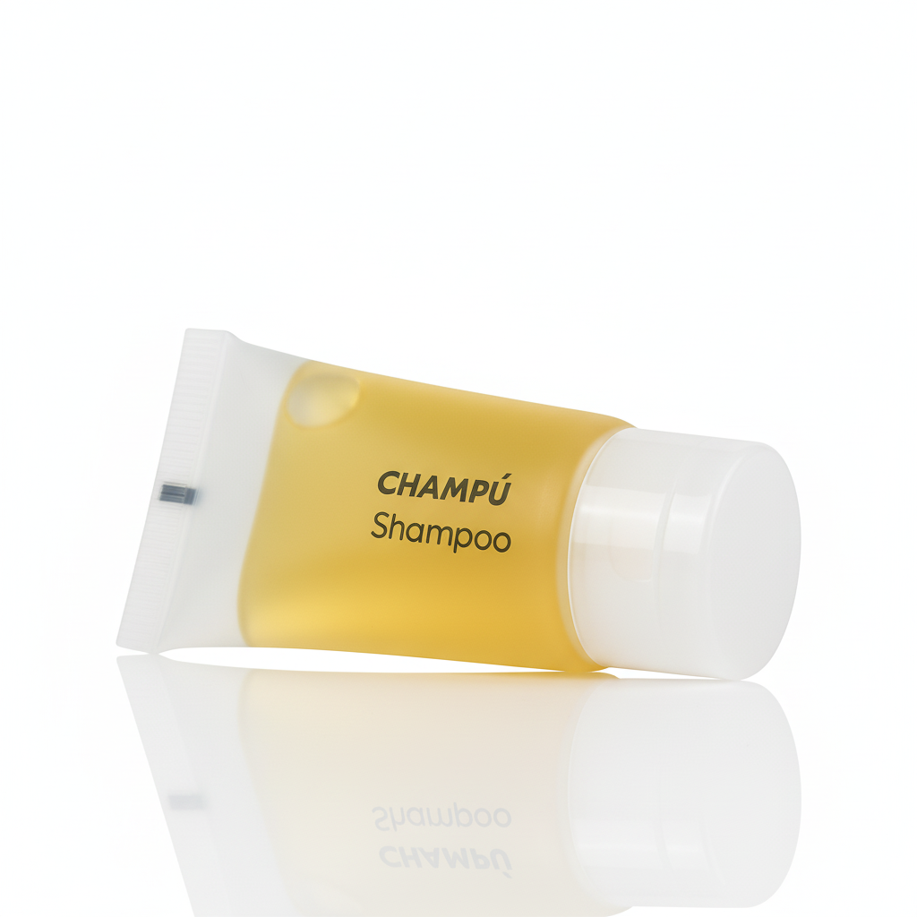 Tubo per shampoo per hotel. Collezione di prodotti per il bagno.