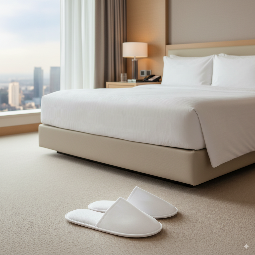 Pantofole alberghiere all'ingrosso chiuse di colore bianco