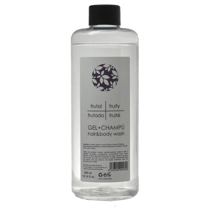 Flacone per dispenser di gel e shampoo negli hotel, compatibile con pompa e supporto.