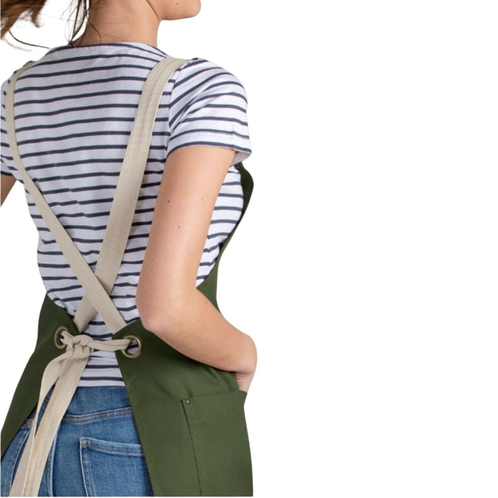 Robusto grembiule da donna con doppia tasca laterale per bar e caffetterie