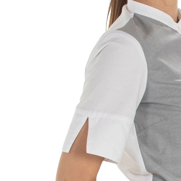 Camicia combinata grigia a maniche corte da donna