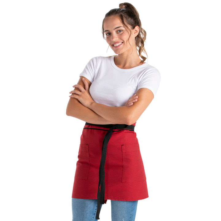 Avental Curto Vermelho Bolso Fivela