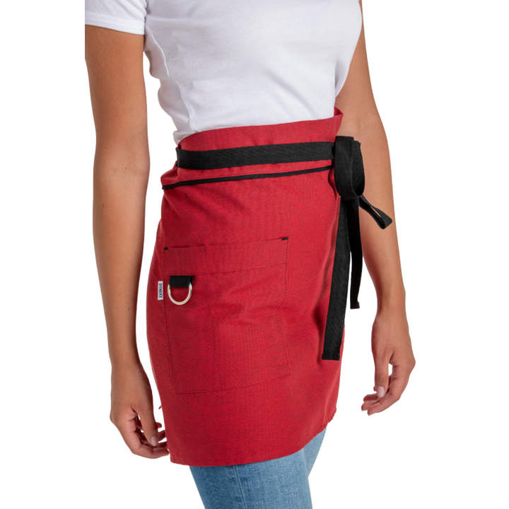 Avental Curto Vermelho Bolso Fivela